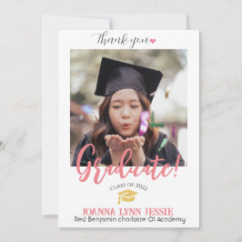 シンプルエレガント卒業式金ゴールドのCAP感謝していスクリプト サンキューカード