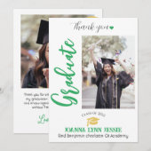 シンプルエレガント卒業式金ゴールドのCAP感謝していスクリプト サンキューカード (正面/裏面)