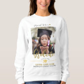 シンプルエレガント卒業式金ゴールドのCAP感謝していスクリプト スウェットシャツ (正面)