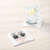 シンプルエレガント卒業式金ゴールドのCAP感謝していスクリプト スクエアペーパーコースター (インサイチュ)