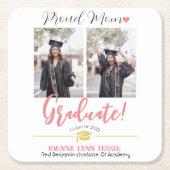 シンプルエレガント卒業式金ゴールドのCAP感謝していスクリプト スクエアペーパーコースター (正面)