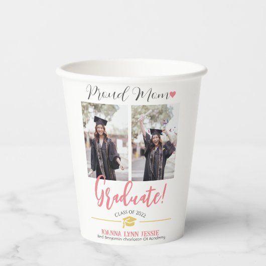 シンプルエレガント卒業式金ゴールドのCAP感謝していスクリプト 紙コップ (正面)