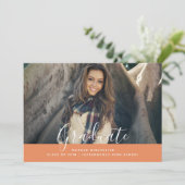 シンプルエレガント卒業招待状 |オレンジ 招待状 (スタンド正面)