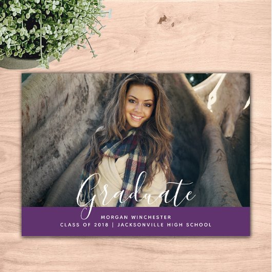 シンプルエレガント卒業招待状 |紫 招待状