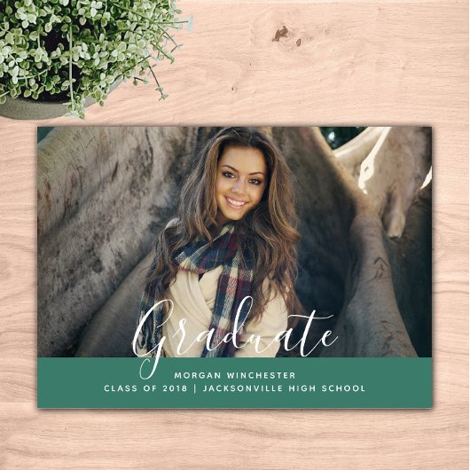 シンプルエレガント卒業招待状 |緑 招待状