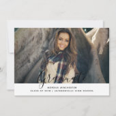 シンプルエレガント卒業発表 |白 招待状 (正面)