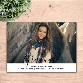 シンプルエレガント卒業発表 |白 招待状