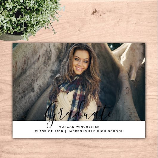 シンプルエレガント卒業発表 |白 招待状