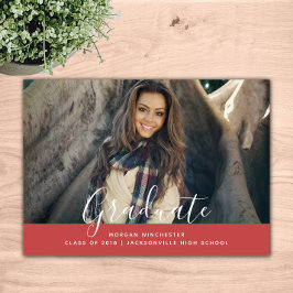 シンプルエレガント卒業発表 |赤 招待状