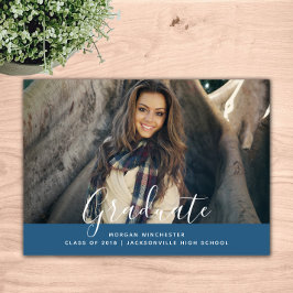 シンプルエレガント卒業発表 |青 招待状