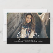 シンプルエレガント卒業発表 |黒 招待状 (正面)