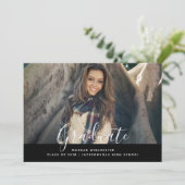 シンプルエレガント卒業発表 |黒 招待状 (スタンド正面)