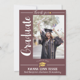 シンプルエレガント卒業金ゴールド感謝していCapスクリプトT サンキューカード