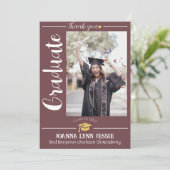 シンプルエレガント卒業金ゴールド感謝していCapスクリプトT サンキューカード (スタンド正面)