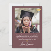 シンプルエレガント卒業金ゴールド感謝していCapスクリプトT サンキューカード (裏面)