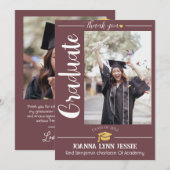 シンプルエレガント卒業金ゴールド感謝していCapスクリプトT サンキューカード (正面/裏面)