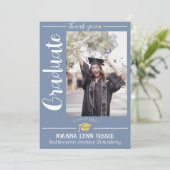 シンプルエレガント卒業金ゴールド感謝していCapスクリプトT サンキューカード (スタンド正面)