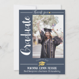 シンプルエレガント卒業金ゴールド感謝していCapスクリプトT サンキューカード