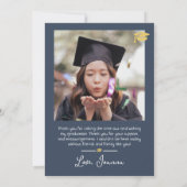 シンプルエレガント卒業金ゴールド感謝していCapスクリプトT サンキューカード (裏面)