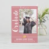 シンプルエレガント卒業金ゴールド感謝していCapスクリプトT サンキューカード (スタンド正面)