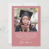 シンプルエレガント卒業金ゴールド感謝していCapスクリプトT サンキューカード (裏面)