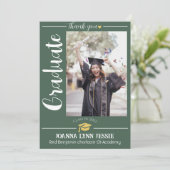 シンプルエレガント卒業金ゴールド感謝していCapスクリプトT サンキューカード (スタンド正面)