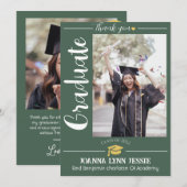 シンプルエレガント卒業金ゴールド感謝していCapスクリプトT サンキューカード (正面/裏面)