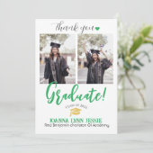 シンプルエレガント卒業金ゴールド感謝していCapスクリプトT サンキューカード (スタンド正面)