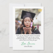 シンプルエレガント卒業金ゴールド感謝していCapスクリプトT サンキューカード (裏面)