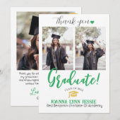 シンプルエレガント卒業金ゴールド感謝していCapスクリプトT サンキューカード (正面/裏面)