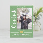 シンプルエレガント卒業金ゴールド感謝していCapスクリプトT サンキューカード (スタンド正面)