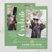 シンプルエレガント卒業金ゴールド感謝していCapスクリプトT サンキューカード (正面/裏面)