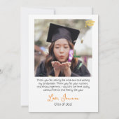 シンプルエレガント卒業金ゴールド感謝していCapスクリプトT サンキューカード (裏面)