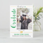 シンプルエレガント卒業金ゴールド感謝していCapスクリプトT サンキューカード (スタンド正面)