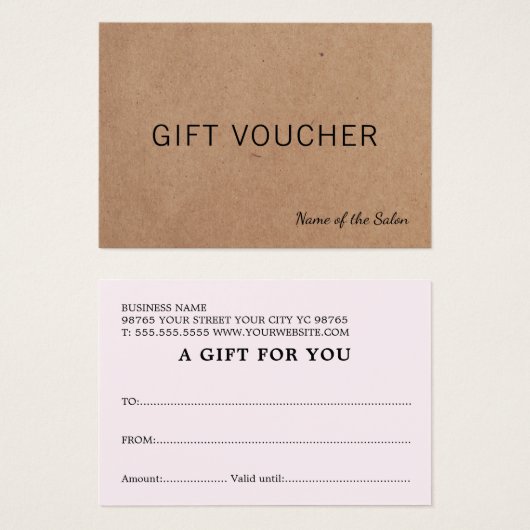 シンプルエレガント印刷クラフトバラ美しいギフトカード (正面&裏面)