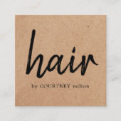 シンプルエレガント印刷クラフトブラック美容師 スクエア名刺 (正面)