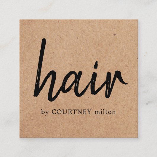 シンプルエレガント印刷クラフトブラック美容師 スクエア名刺 (正面)
