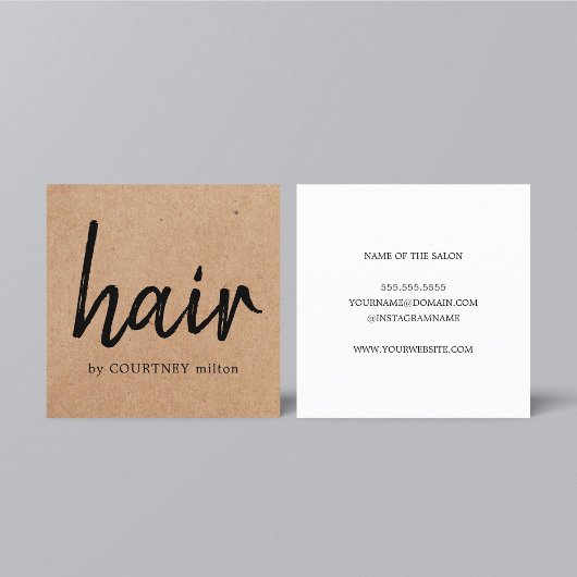 シンプルエレガント印刷クラフトブラック美容師 スクエア名刺