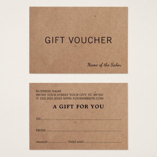 シンプルエレガント印刷クラフト美しいギフトカード (正面&裏面)