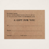 シンプルエレガント印刷クラフト美しいギフトカード (裏面)