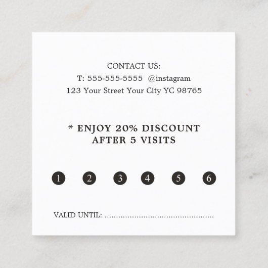 シンプルエレガント印刷クラフト美しいサロン ロイヤリティカード (裏面)