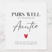 シンプルエレガント叔母の妊娠カスタム発表 ワインラベル (シングルラベル)