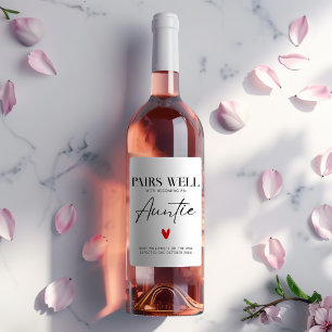 シンプルエレガント叔母の妊娠カスタム発表 ワインラベル