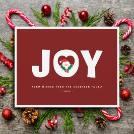 シンプルエレガント可愛いサンタクリスマスジョイ シーズンカード