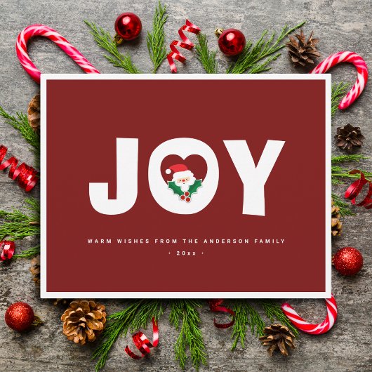 シンプルエレガント可愛いサンタクリスマスジョイ シーズンカード
