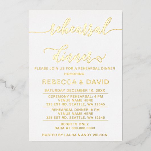 シンプルエレガント台本リハーサル 箔招待状 (正面)