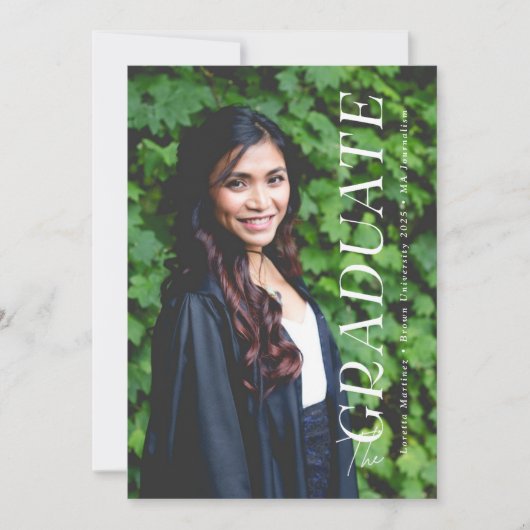 シンプルエレガント型オーバーレイ卒業式1 – 写真 案内状 (正面)