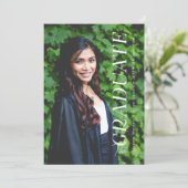 シンプルエレガント型オーバーレイ卒業式1 – 写真 案内状 (スタンド正面)