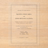 シンプルエレガント基本ミニマルニュートラル結婚フレーム アクリル招待状 (正面)