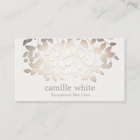 シンプルエレガント外科フェイク金ゴールド葉スパ 名刺 (正面)